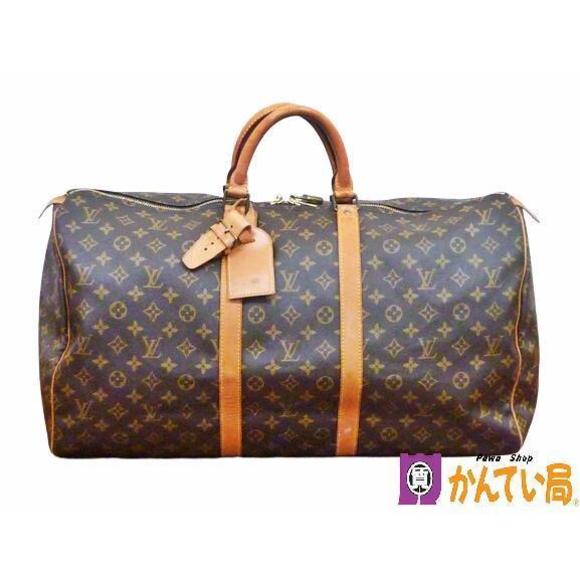 Louis Vuitton Leather Keepall Zipper Handbag Brown Travel Bag Double - Picture 1 of 9